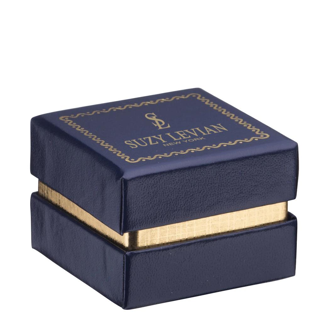 Taille ronde Suzy Levian Bague ondulée en or rose 14 carats avec diamants ronds bleus et blancs en vente