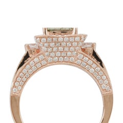 Suzy Levian Bague de mariée en or rose 14 carats avec diamants verts et blancs taille princesse