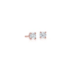 Suzy Levian 0.50 Carat White Diamond 14K Rose Gold Round Stud Earrings