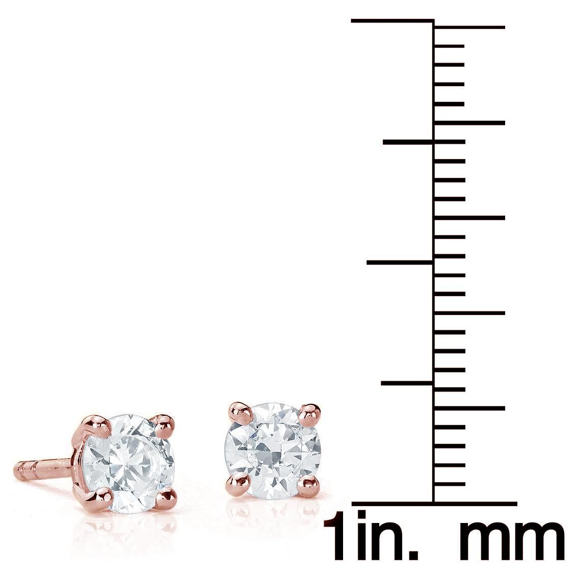 Contemporary Suzy Levian 0.50 Carat White Diamond 14K Rose Gold Round Stud Earrings For Sale