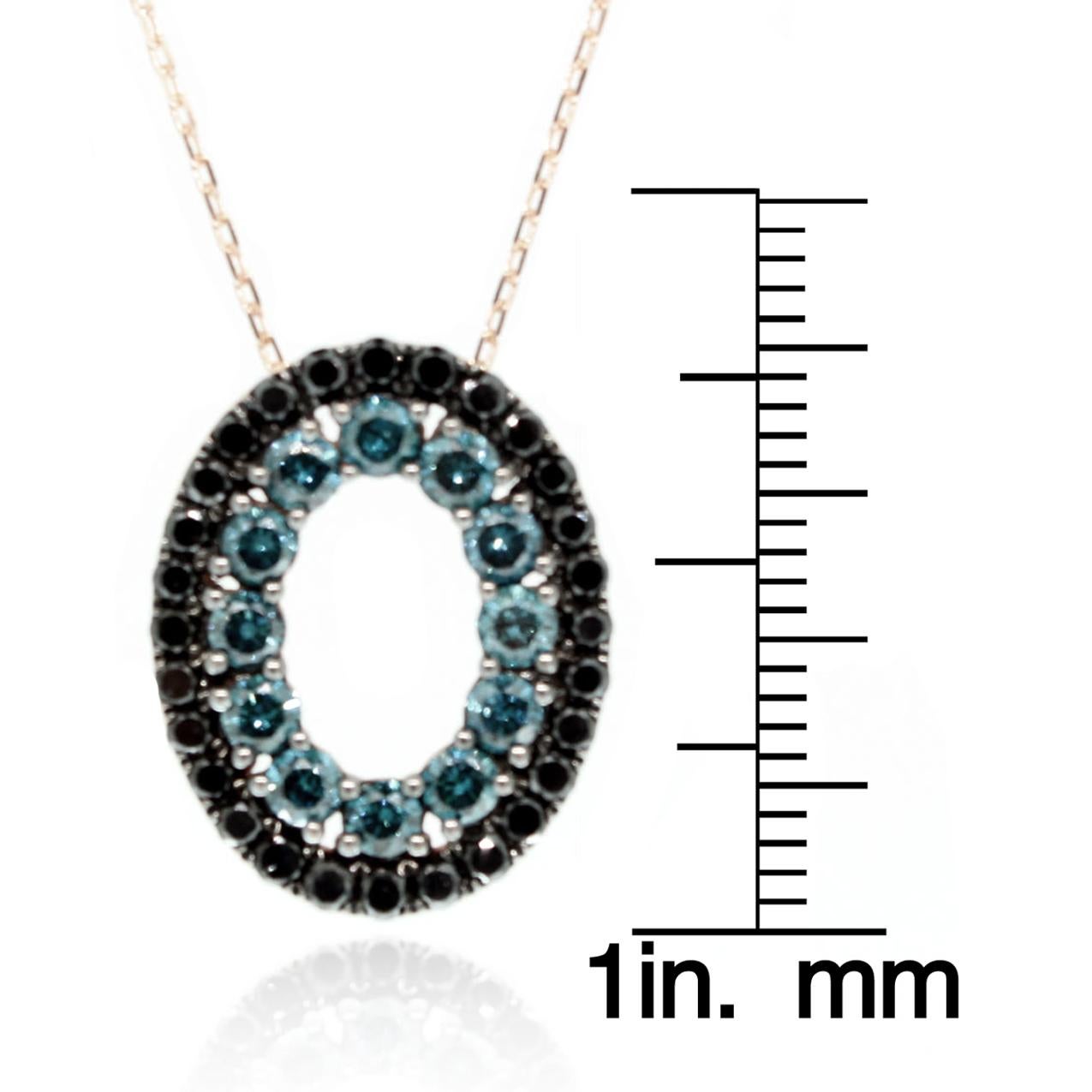 Taglio rotondo Ciondolo con diamante nero e blu rotondo in oro rosa 14K di Suzy Levian in vendita