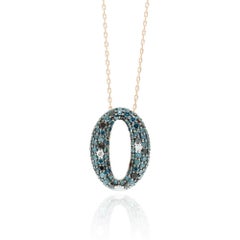 Pendentif en or rose 14K de Suzy Levian avec diamants ronds bleus, noirs et blancs