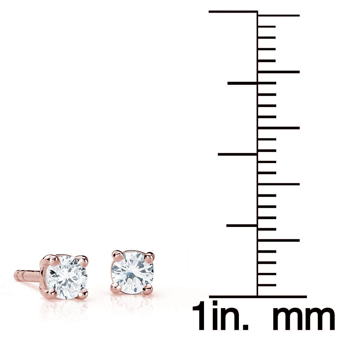 Contemporary Suzy Levian 0.25 Carat  Round White Diamond 14K Rose Gold Stud Earrings For Sale