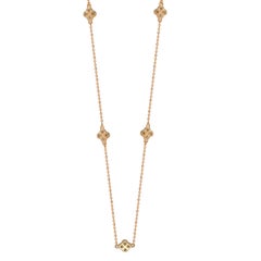 Suzy Levian 14k Rose Gold White Diamond 5 Clover by the Yard Station Necklace