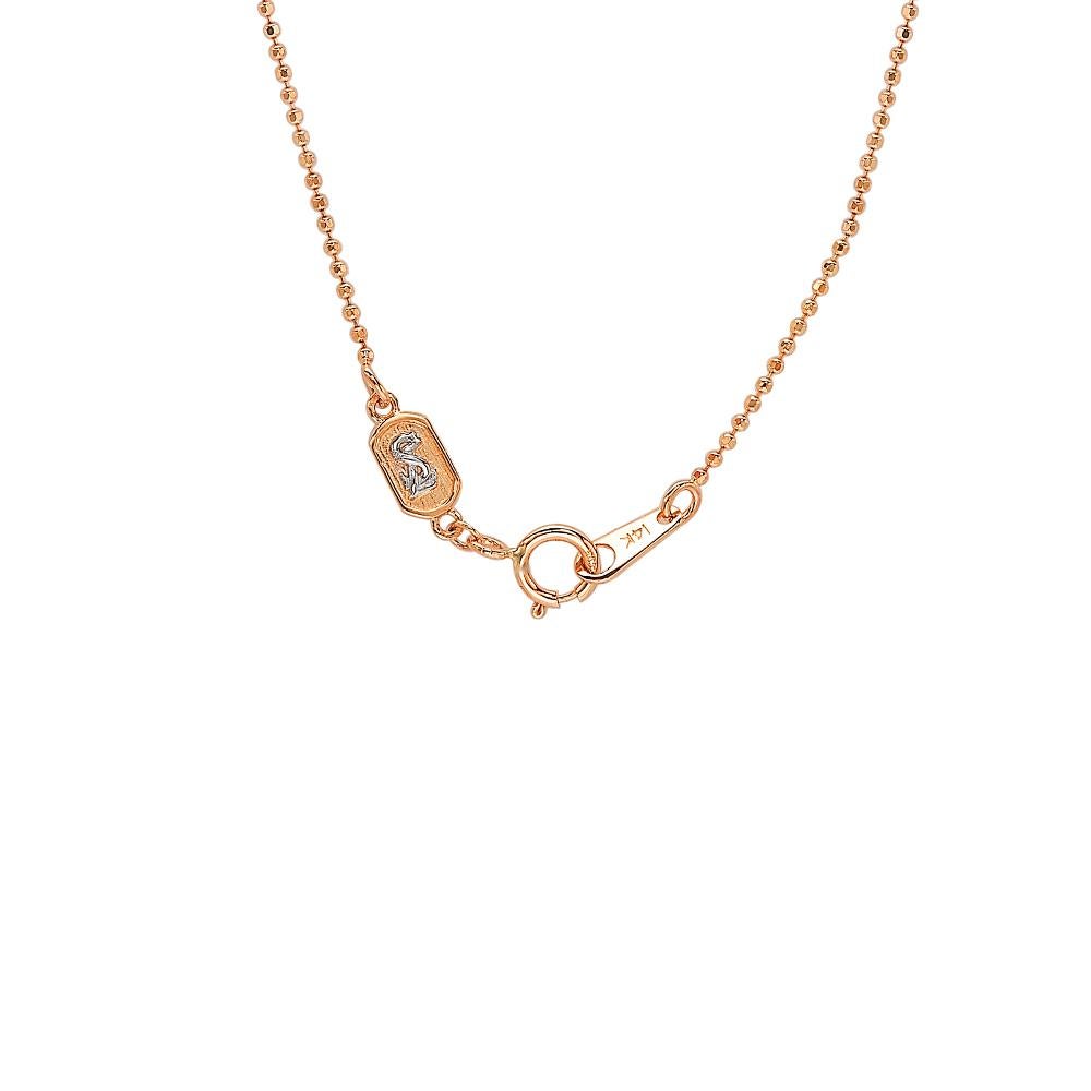 Suzy Levian 14k Halskette, 14k Roségold, weißer Diamant, 7 Kleeblatt pro Meter (Zeitgenössisch) im Angebot