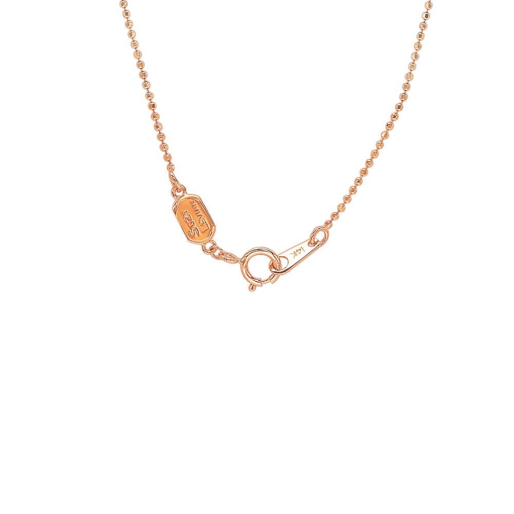 Round Cut Suzy Levian 14k Rose Gold White Diamond 7 Clover by the Yard Station Necklace For Sale