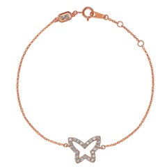 Suzy Levian 14K Rose Gold White Diamond Butterfly Solitaire Bracelet
