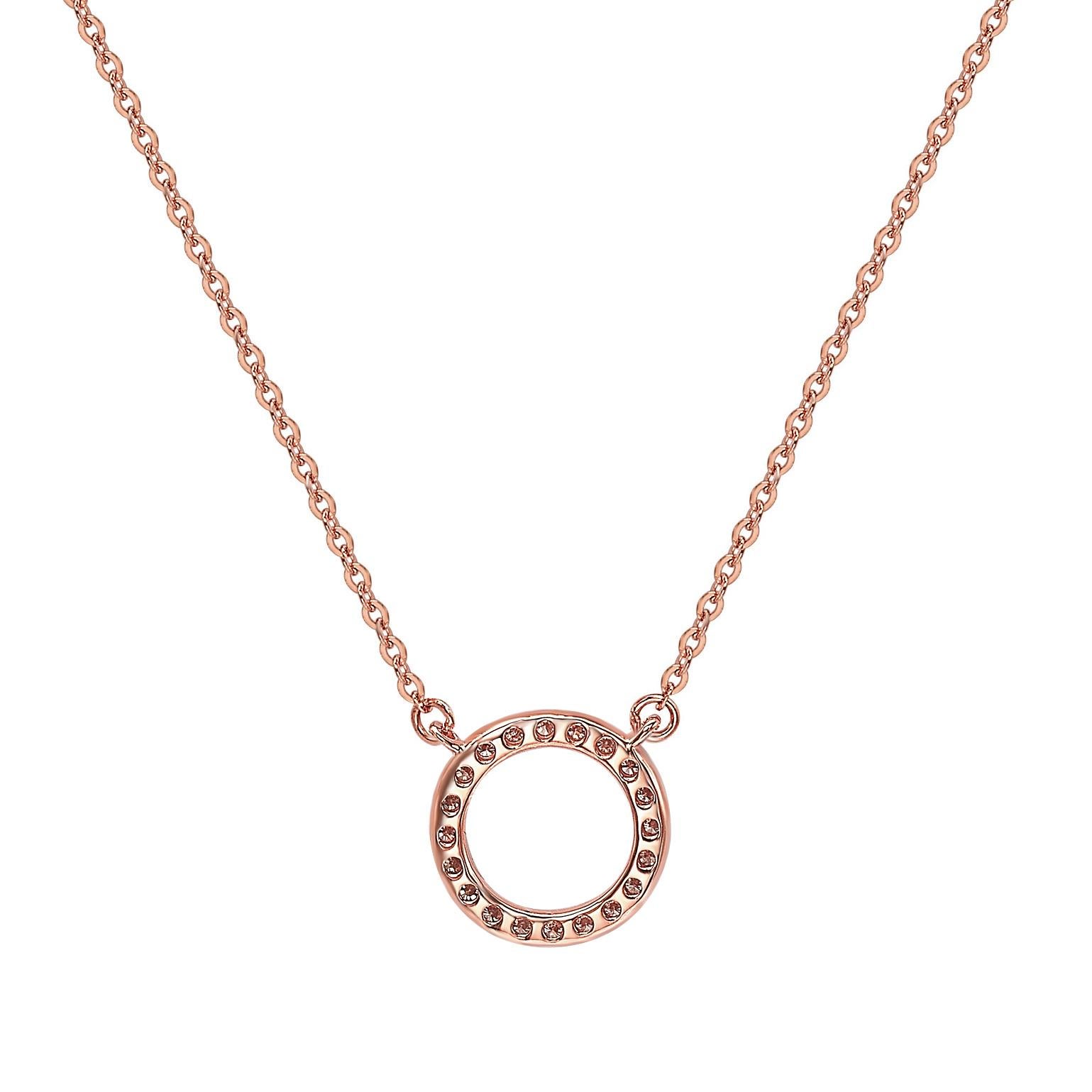 This breathtaking Suzy Levian circle necklace features natural diamonds, hand-set in 14-Karat rose gold. It's the perfect gift to let someone special know you're thinking of them. Each circle necklace features a single row of pave natural white
