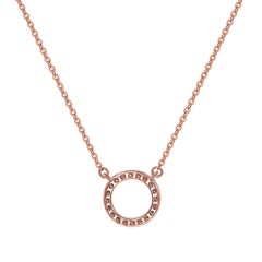 Suzy Levian 14k Rose Gold White Diamond Circle Necklace