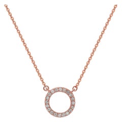 Suzy Levian 14k Rose Gold White Diamond Circle Necklace
