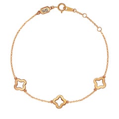 Suzy Levian Pulsera de oro rosa de 14 quilates con diamantes blancos Trébol por metros
