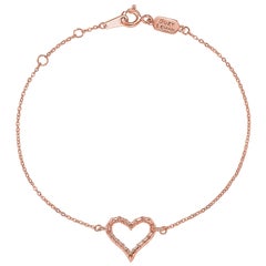 Suzy Levian 14K Rose Gold White Diamond Heart Solitaire Bracelet