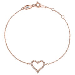 Suzy Levian 14K Rose Gold White Diamond Heart Solitaire Bracelet