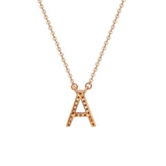 Suzy Levian, collier initial lettres en or rose 14 carats et diamants blancs