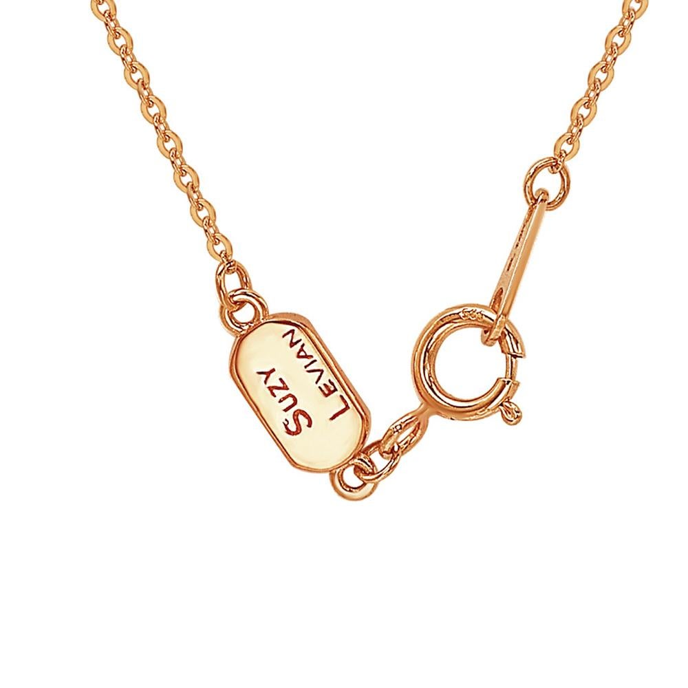 Round Cut Suzy Levian 14k Rose Gold White Diamond Letter Initial Necklace, A For Sale