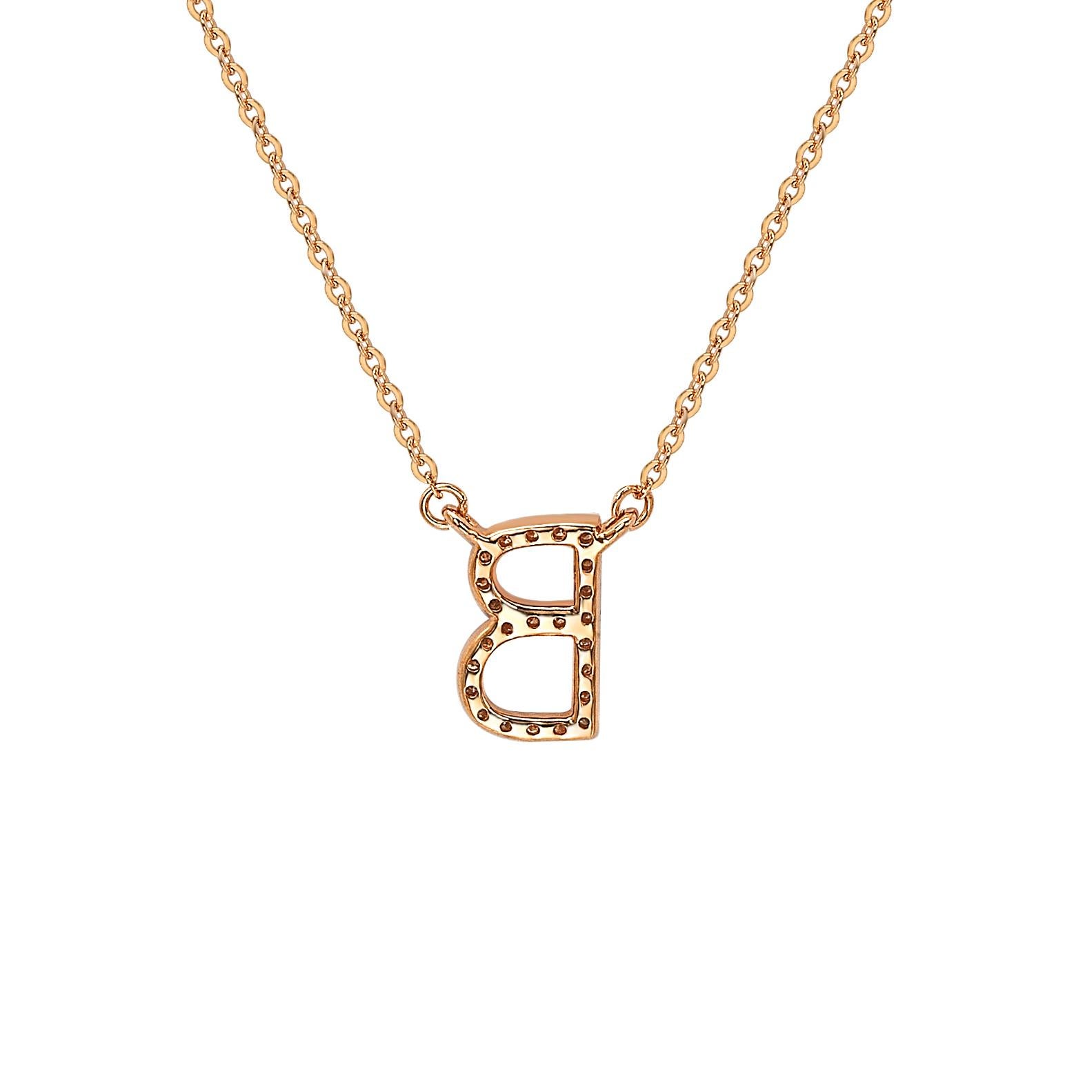 Diese atemberaubende, personalisierte Suzy Levian Buchstabenkette besteht aus natürlichen Diamanten, die von Hand in 14-karätiges Roségold gefasst wurden. Es ist das perfekte individuelle Geschenk, um jemandem mitzuteilen, dass man an ihn oder sie