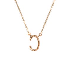 Suzy Levian 14k Rose Gold White Diamond Letter Initial Necklace, C