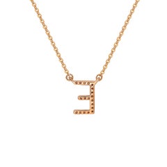 Suzy Levian 0.10 Carat White Diamond 14K Rose Gold Letter Initial Necklace, E