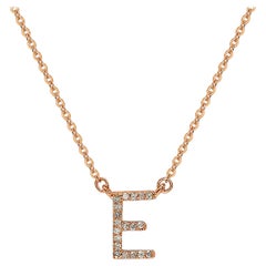 Suzy Levian 0.10 Carat White Diamond 14K Rose Gold Letter Initial Necklace, E
