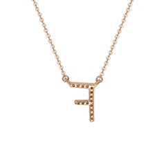 Suzy Levian 0.10 Carat White Diamond 14K Rose Gold Letter Initial Necklace, F