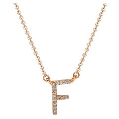 Suzy Levian 0.10 Carat White Diamond 14K Rose Gold Letter Initial Necklace, F