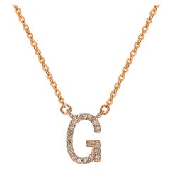 Suzy Levian 14k Rose Gold White Diamond Letter Initial Necklace, G