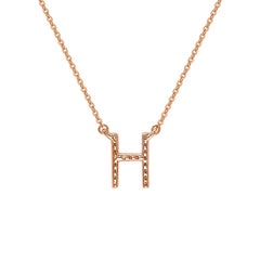 Suzy Levian 0.10 Carat White Diamond 14K Rose Gold Letter Initial Necklace, H