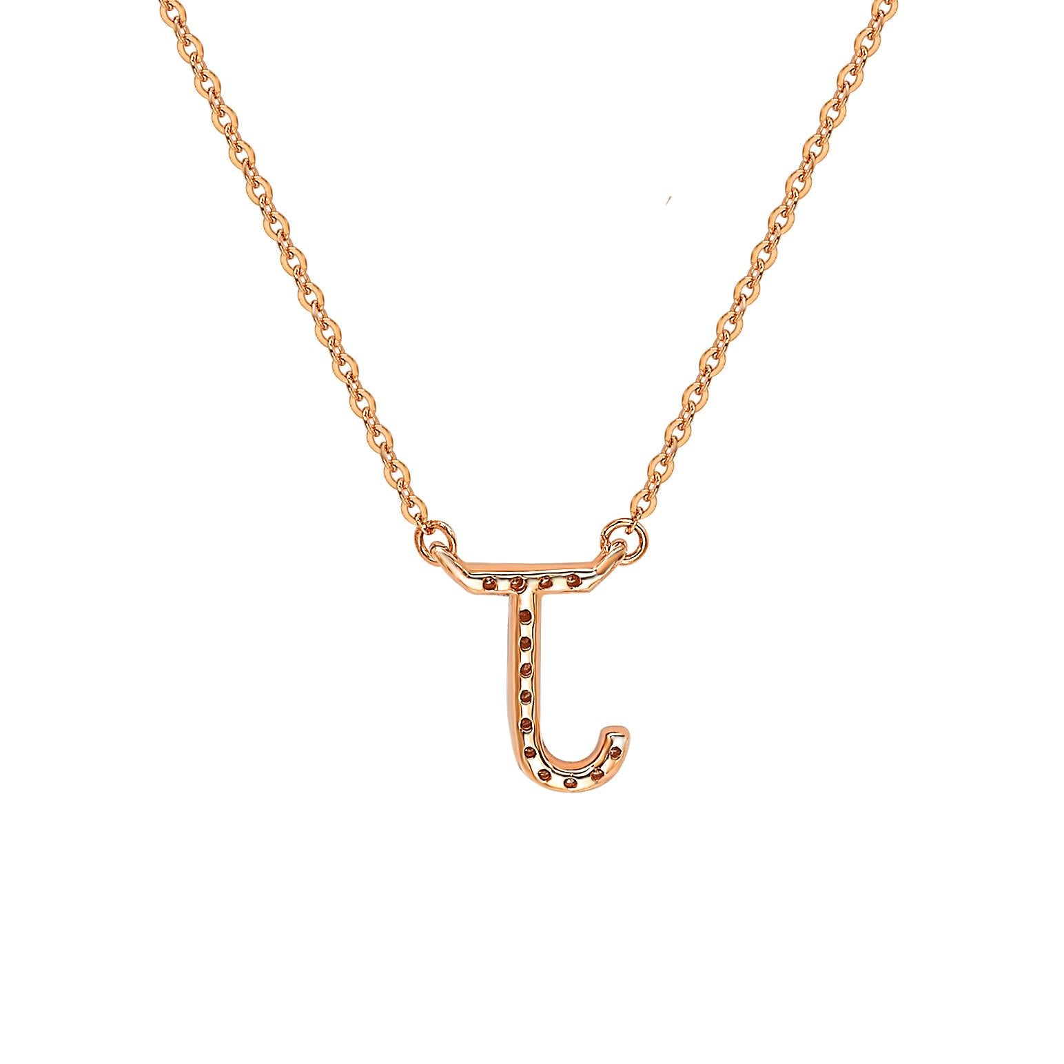 This breathtaking personalized Suzy Levian letter necklace features natural diamonds, hand-set in 14-Karat rose gold. It's the perfect individualized gift to let someone special know you're thinking of them. Each letter necklace features a row of