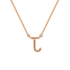 Suzy Levian 0.10 Carat White Diamond 14k Rose Gold Letter Initial Necklace, J
