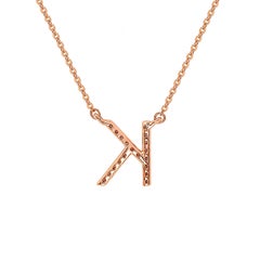 Suzy Levian, collier initial lettre en or rose 14 carats avec diamants blancs de 0,10 carat