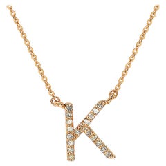 Suzy Levian 0,10 Karat Weißer Diamant 14K Roségold Brief-Initial-Halskette, K