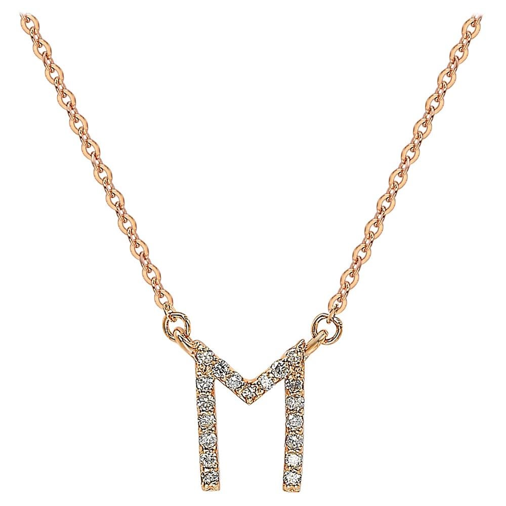 Suzy Levian, collana con iniziali di lettere in oro rosa 14K e diamanti bianchi da 0,10 carati, M. I.