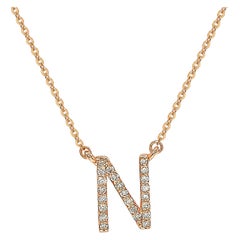 Suzy Levian 14k Rose Gold White Diamond Letter Initial Necklace, N