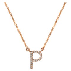  Suzy Levian, collier initial lettre en or rose 14 carats avec diamants blancs de 0,10 carat