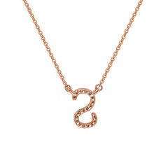 Suzy Levian 0.10 Carat White Diamond 14K Rose Gold Letter Initial Necklace, S