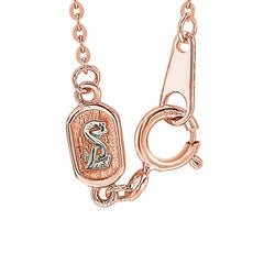 Suzy Levian 0.10 Carat White Diamond 14K Rose Gold Letter Initial Necklace, U