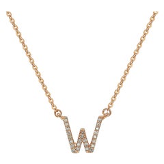 Suzy Levian 0.10 Carat White Diamond 14K Rose Gold Letter Initial Necklace, W