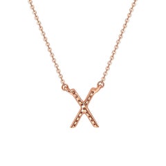 Suzy Levian Bague en or rose 14 carats avec diamants blancs de 0,10 carat  Collier initial en forme de lettre, X