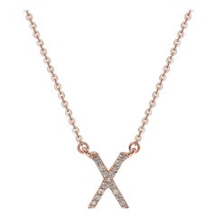 Suzy Levian 0,10 Karat Weißer Diamant 14K Roségold  Buchstabe-Initial-Halskette, X