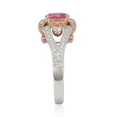 Suzy Levian 14 Karat Two-Tone Gold 3.11 Carat Pink Ceylon Sapphire Diamond Ring