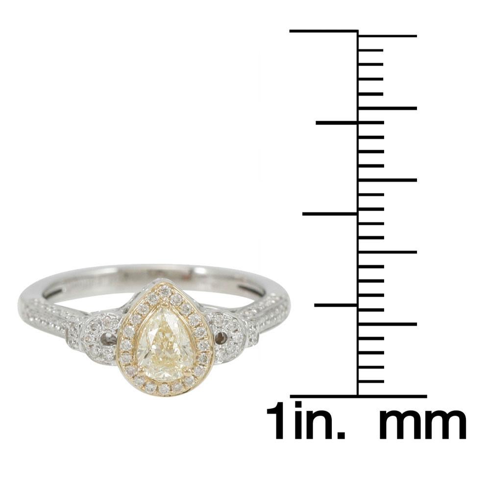 Contemporary Suzy Levian 14 Karat Two-Tone Gold Yellow Diamond Pear-Cut Engagement Ring