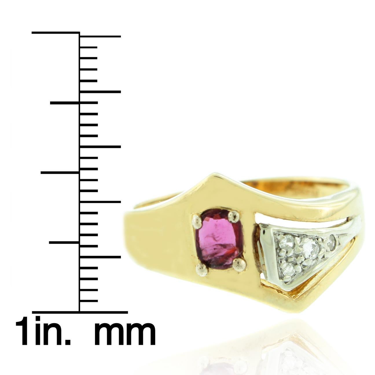 Oval Cut Suzy Levian 14K Two-Tone White & Yellow Gold Oval-Cut Ruby Vintage Ring For Sale