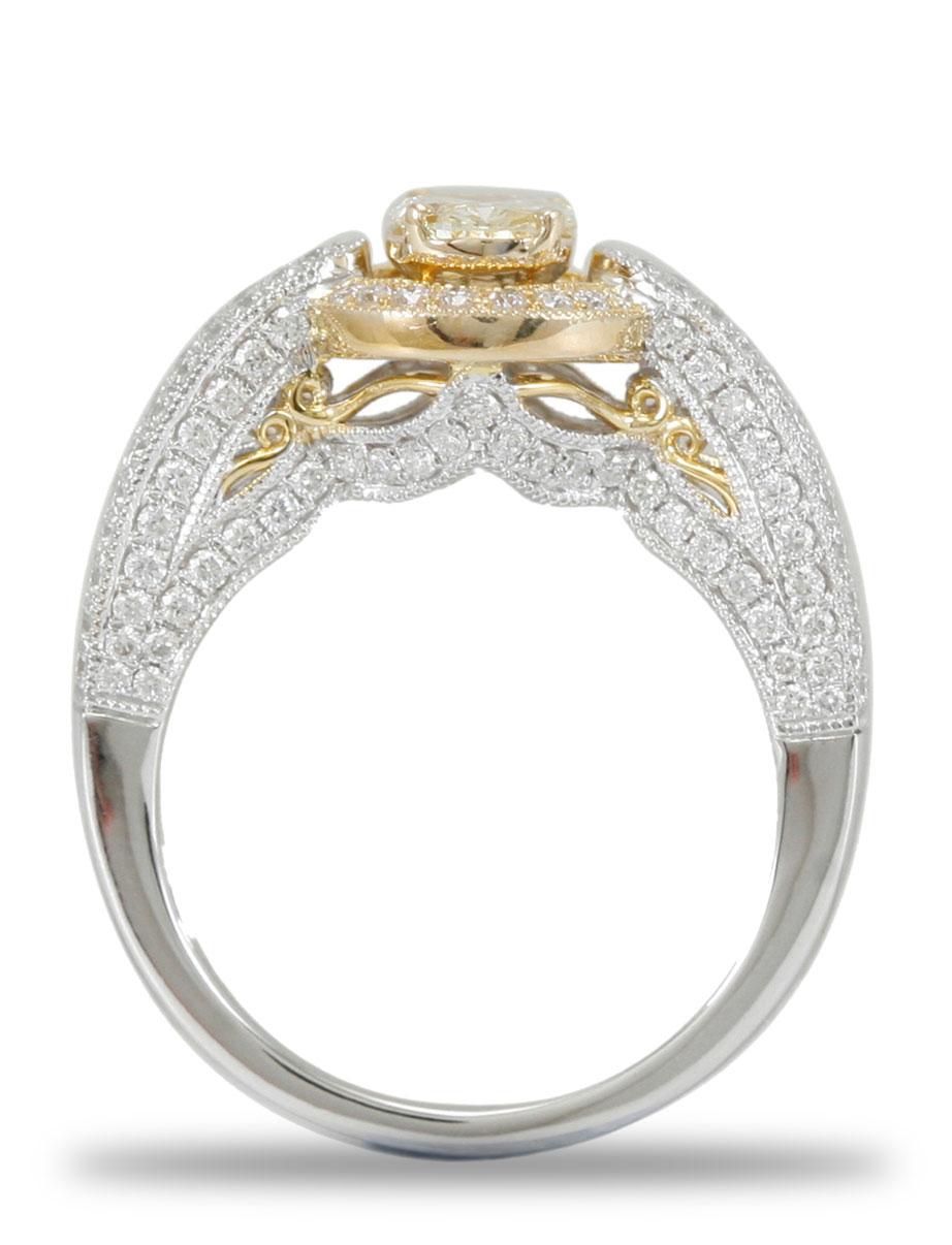 Contemporary Suzy Levian 14K Two-Tone White & Yellow Gold Oval Yellow & White Diamond Ring