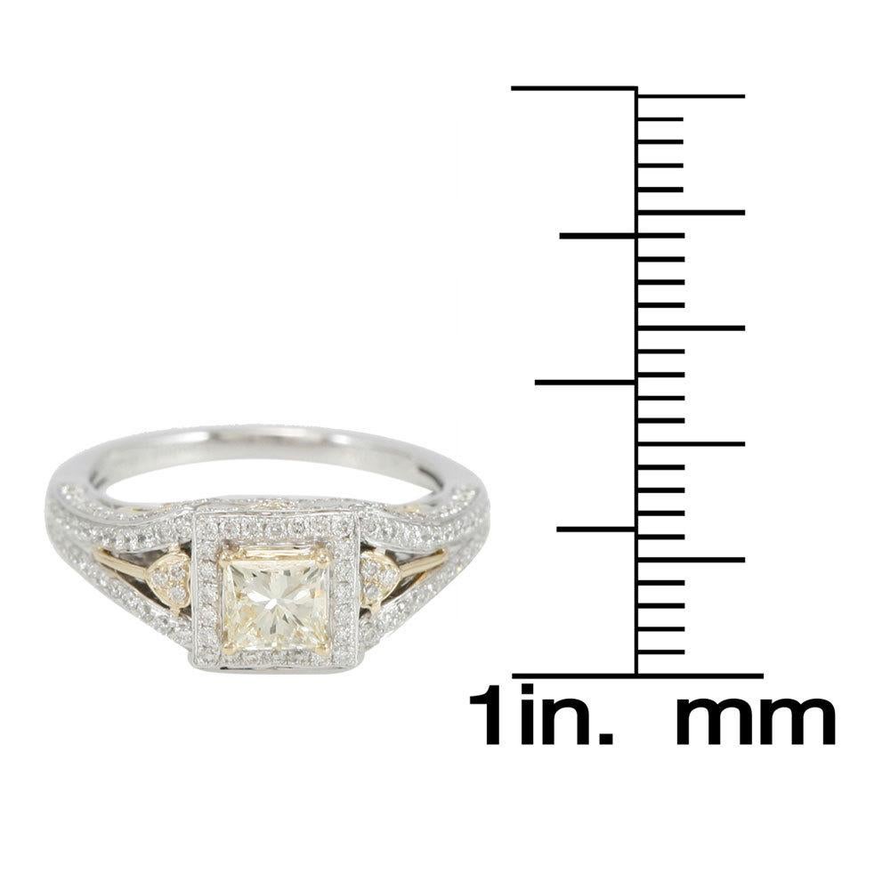Square Cut Suzy Levian 14K Two-Tone White & Yellow Gold Round Square-Cut Diamond Ring