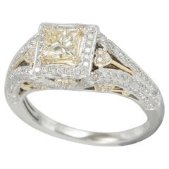 Suzy Levian 14K Two-Tone White & Yellow Gold Round Square-Cut Diamond Ring