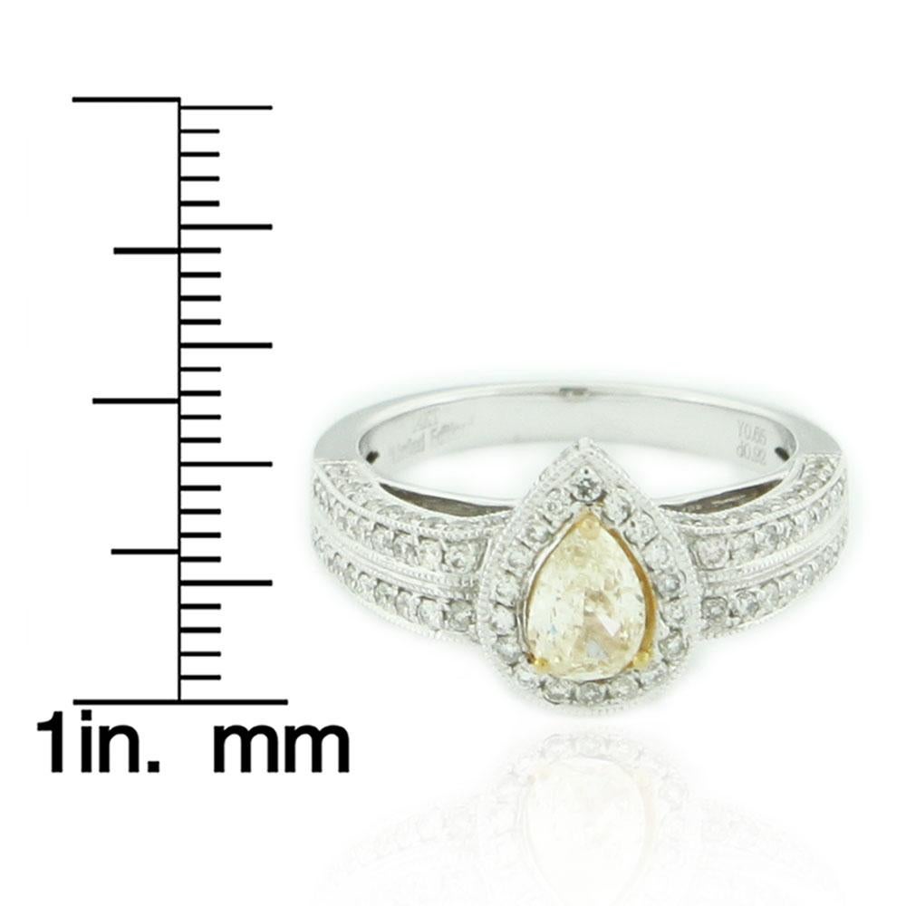 Women's Suzy Levian 14K Two-Tone White & Yellow Gold Yellow Diamond Pear-Cut Ring