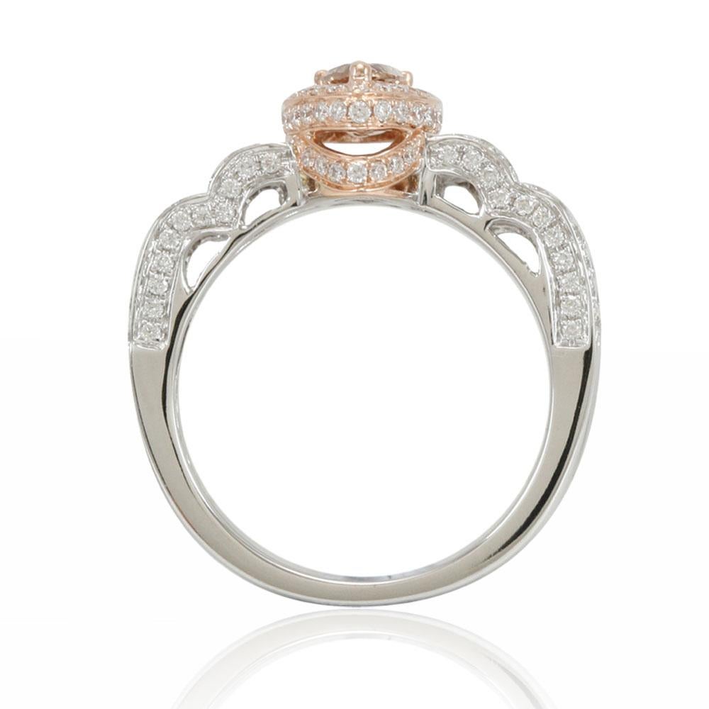 Contemporary Suzy Levian 14K White and Rose Gold Brown Diamond and White Diamond Petite Ring