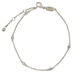 Suzy Levian Pulsera de cadena con estación de diamantes blancos de 0,10 quilates en oro blanco de 14 quilates