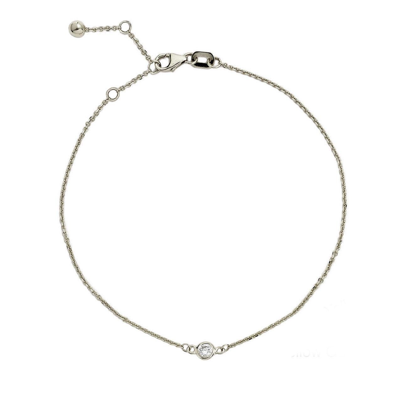 Contemporary Suzy Levian 14K White Gold 0.15 Carat White Diamond Solitaire Bracelet For Sale