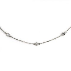 Suzy Levian 14K White Gold 0.15 Carat White Diamond Station Chain Bracelet